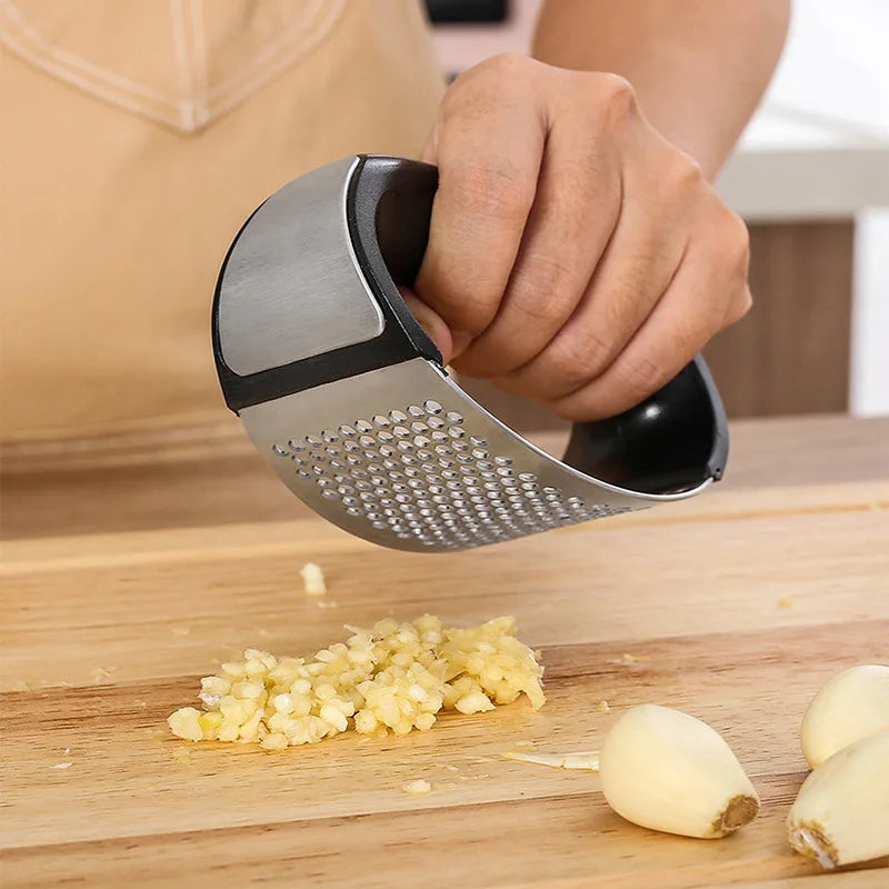 Stainless Steel Garlic Press - Manual Mincer & Crusher