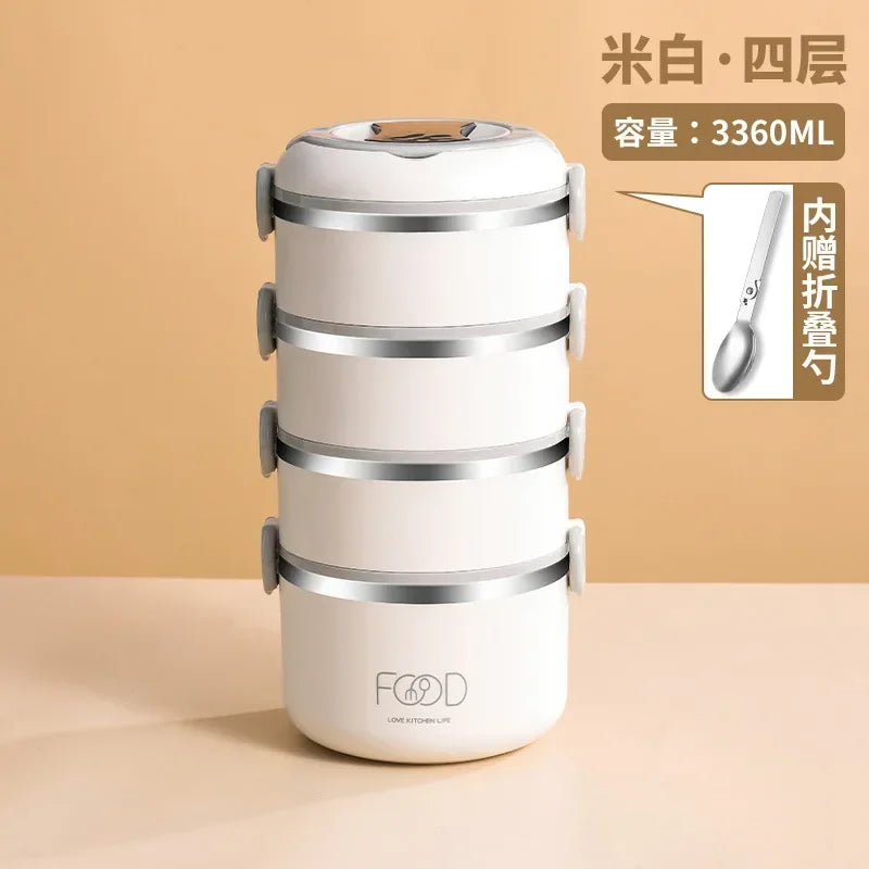 Insulated Stainless Steel Lunch Box - Multi-Layer with Microwave Heating