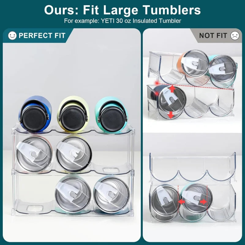 Stackable Water Bottle Organizer - For Stanley & Large Tumblers