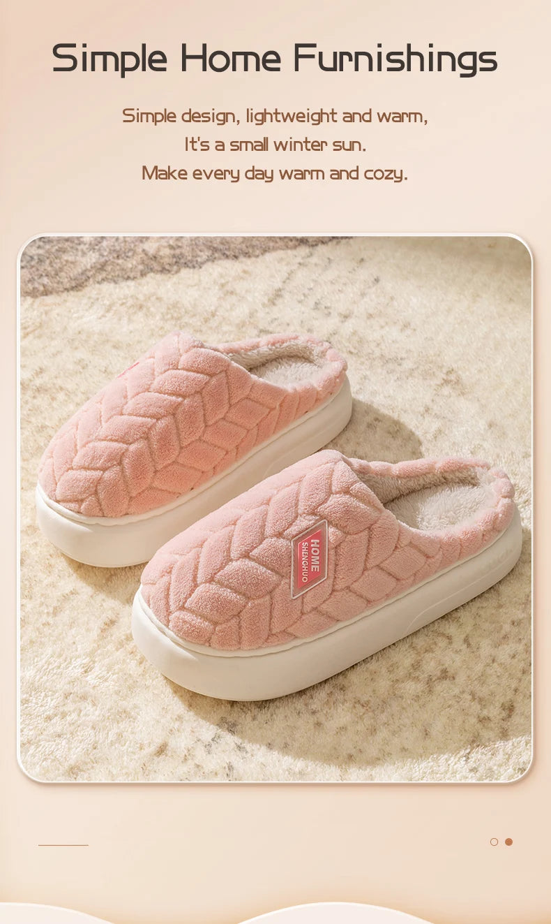 Warm Plush Cotton Slippers for Women