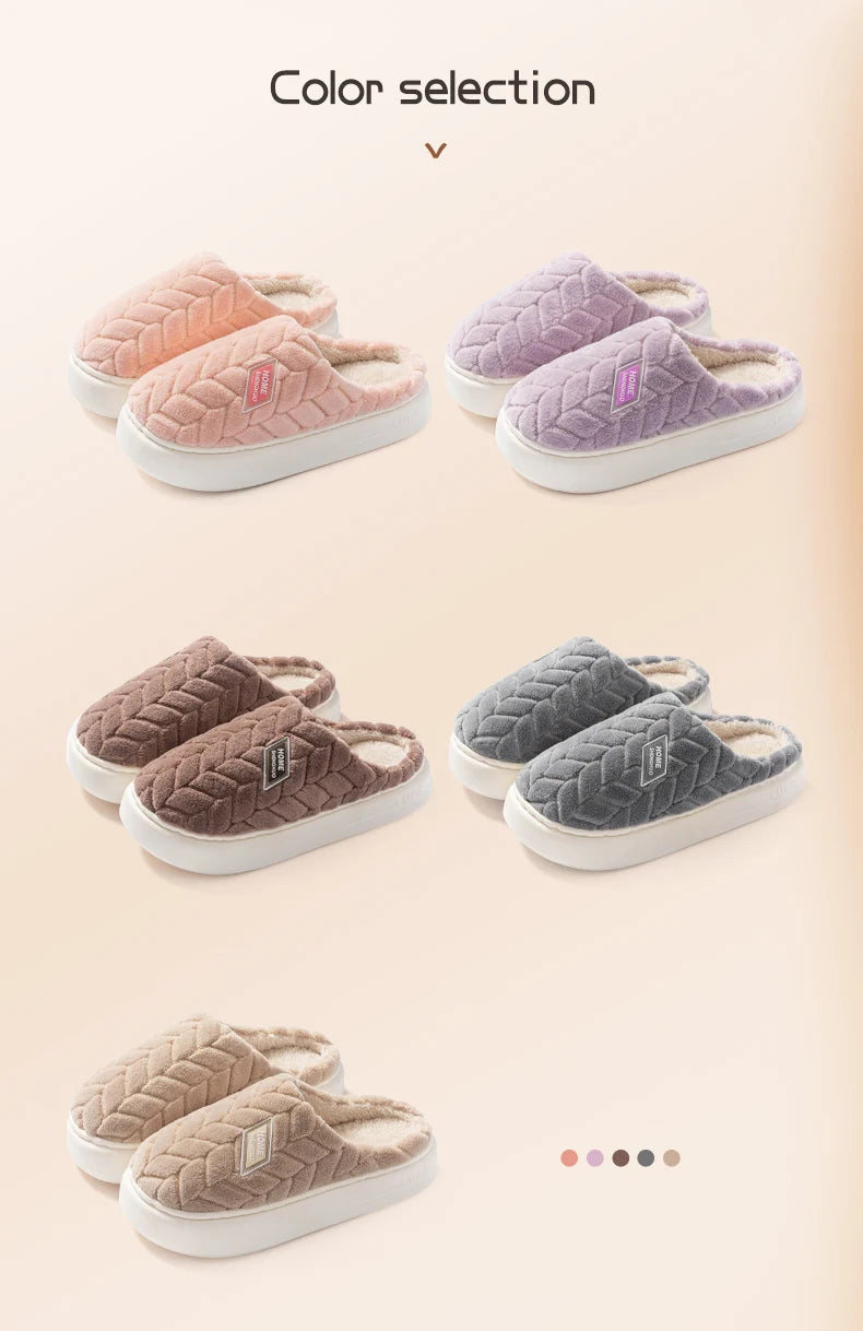 Warm Plush Cotton Slippers for Women