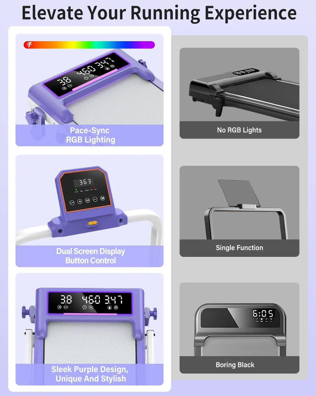 Folding Walking Pad with Incline & RGB Light