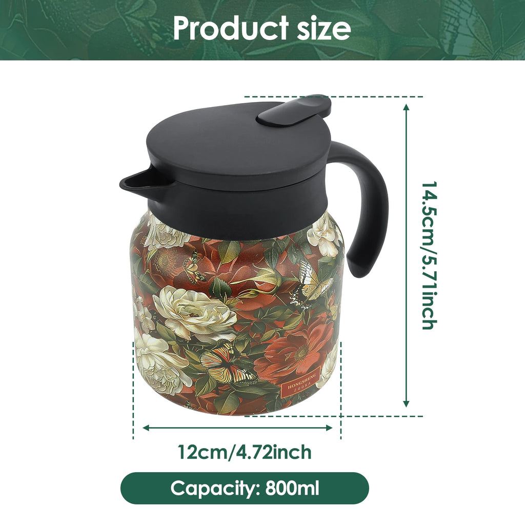 Vintage Floral Tea Thermos - Stainless Steel with Tea Infuser