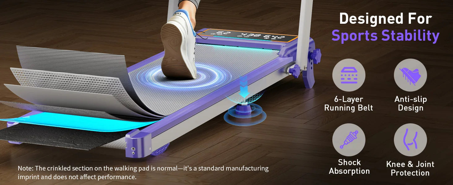 Folding Walking Pad with Incline & RGB Light