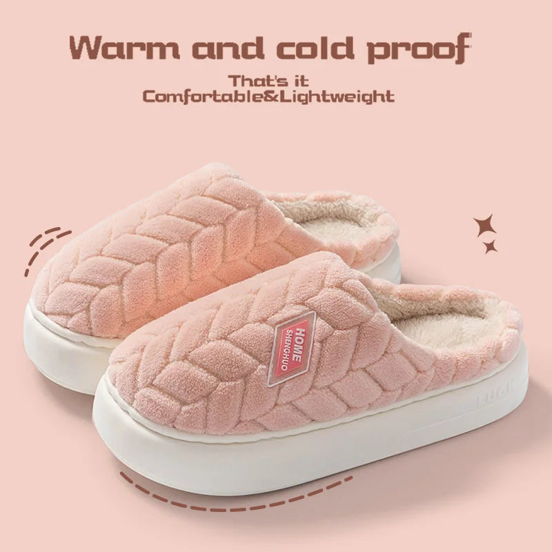 Warm Plush Cotton Slippers for Women