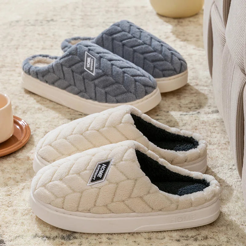 Warm Plush Cotton Slippers for Women