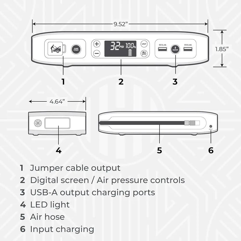 Car Jump Starter with Air Compressor - 100 PSI