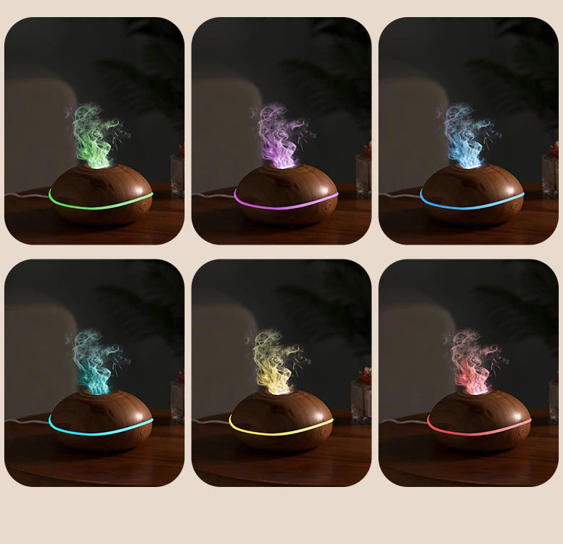 Aroma Humidifier with Flame Light - Oil Diffuser