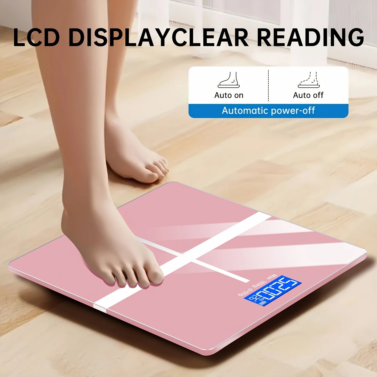 High-Precision Digital Scale: 396lb/180kg Capacity Large LCD Low Battery Indicator Easy-Clean Platform for Home, Gym, Office
