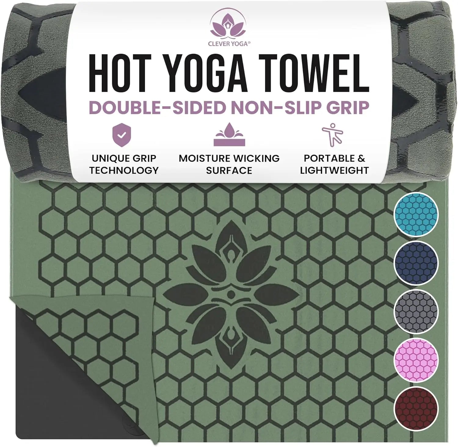 Non-Slip Hot Yoga Mat Towel - Honeycomb Grip & Sweat Absorbent for Pilates