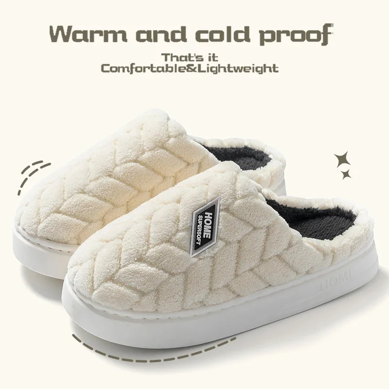 Warm Plush Cotton Slippers for Women