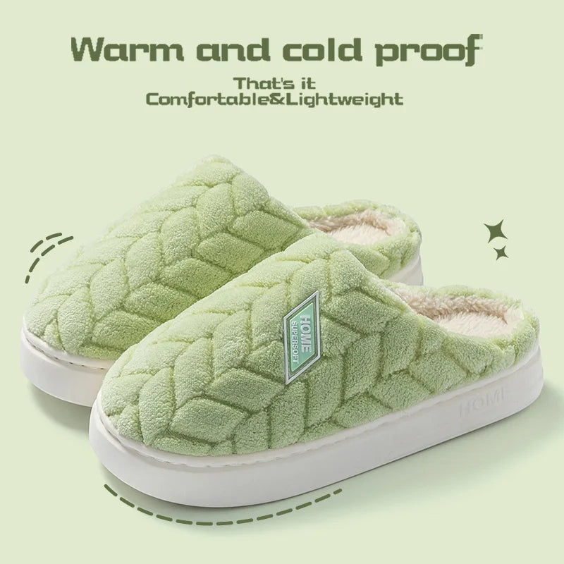 Warm Plush Cotton Slippers for Women
