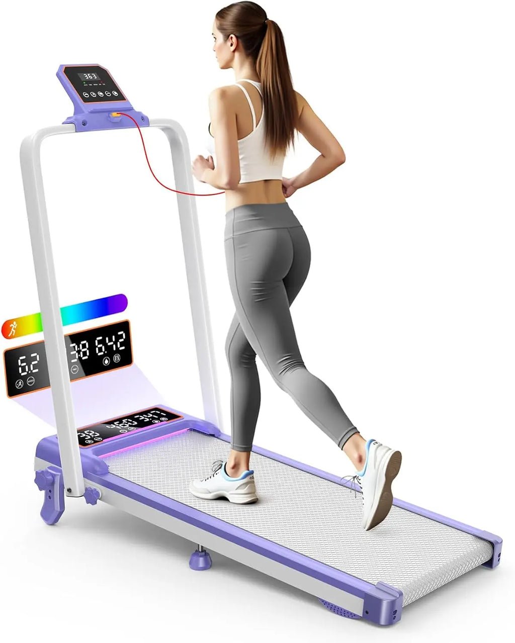 Folding Walking Pad with Incline & RGB Light
