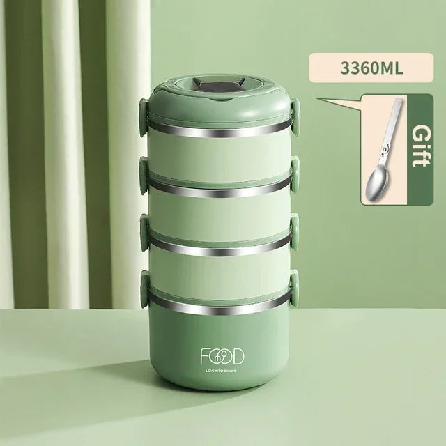 Insulated Stainless Steel Lunch Box - Multi-Layer with Microwave Heating