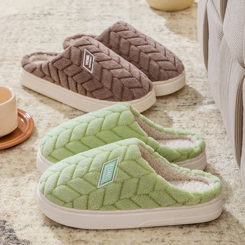 Warm Plush Cotton Slippers for Women