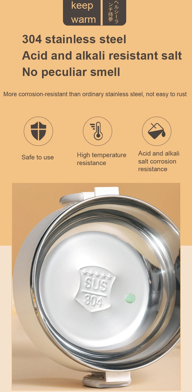 Insulated Stainless Steel Lunch Box - Multi-Layer with Microwave Heating