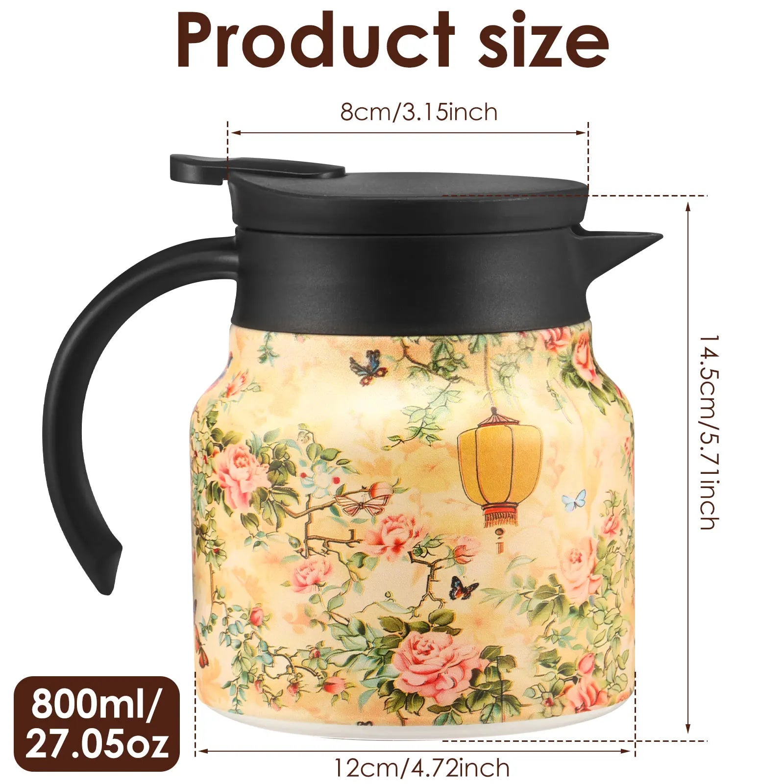 Vintage Floral Tea Thermos - Stainless Steel with Tea Infuser
