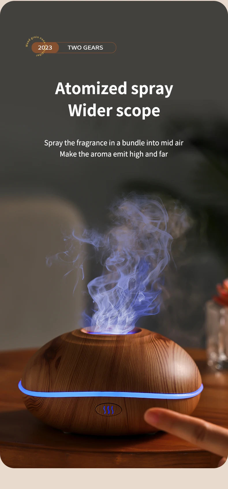 Aroma Humidifier with Flame Light - Oil Diffuser