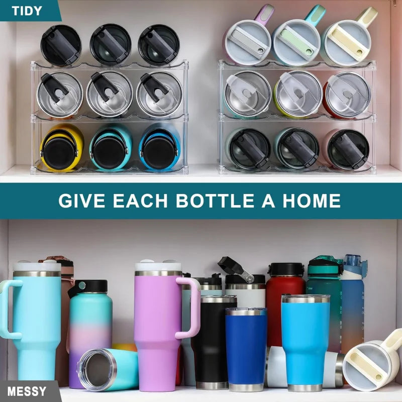 Stackable Water Bottle Organizer - For Stanley & Large Tumblers