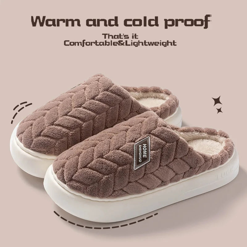 Warm Plush Cotton Slippers for Women