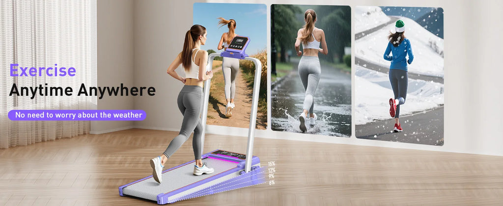 Folding Walking Pad with Incline & RGB Light