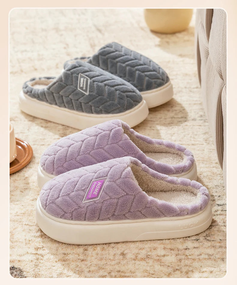 Warm Plush Cotton Slippers for Women