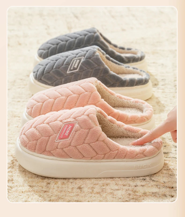 Warm Plush Cotton Slippers for Women