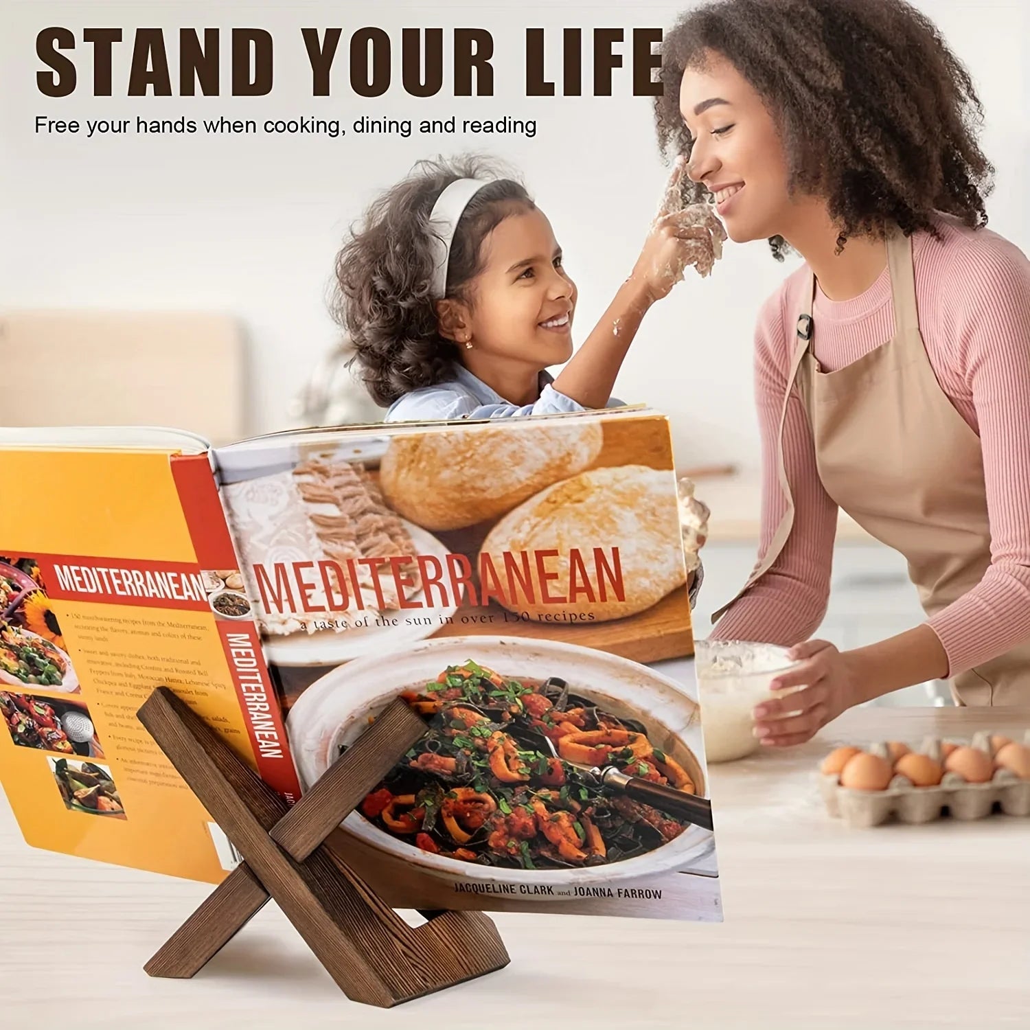 Handmade Wooden Cookbook Stand - Farmhouse Recipe Book Holder