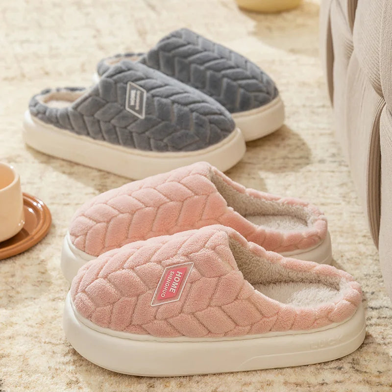 Warm Plush Cotton Slippers for Women