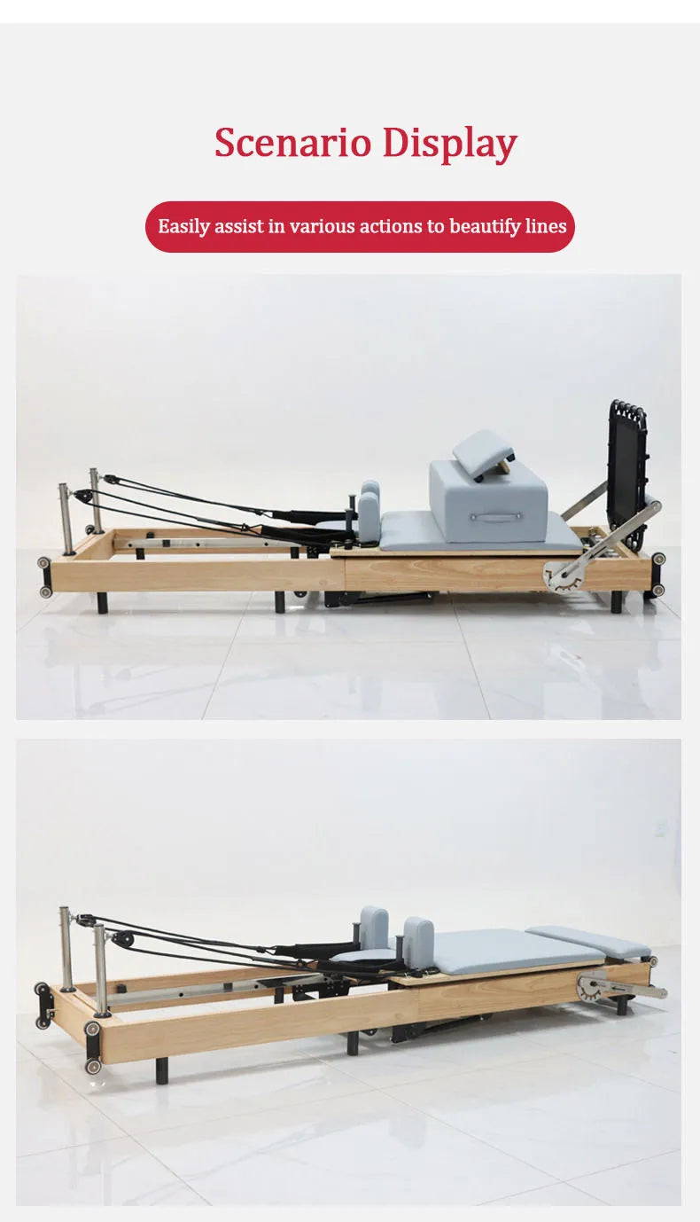 Oak Foldable Pilates Bed With Free Jump Board, Pilates Core Training Set, Large Equipment, Customizable Yoga Bed