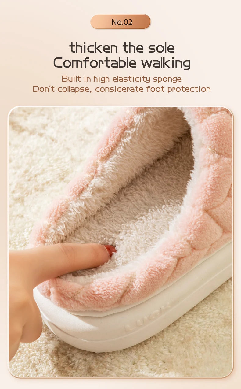 Warm Plush Cotton Slippers for Women