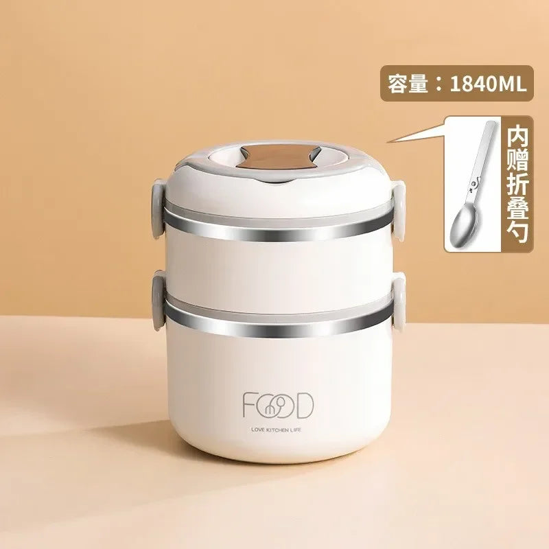 Insulated Stainless Steel Lunch Box - Multi-Layer with Microwave Heating