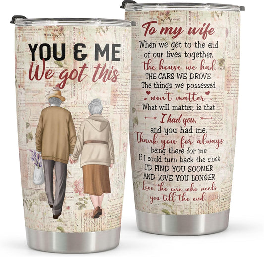 Valentines Day Gifts for Her - Birthday Gifts for Wife & Romatic Gifts for Her for Anniversary Christmas Gifts for Wife Gifts for Women - Stainless Steel Tumbler 20Oz I Love You Wife Gifts