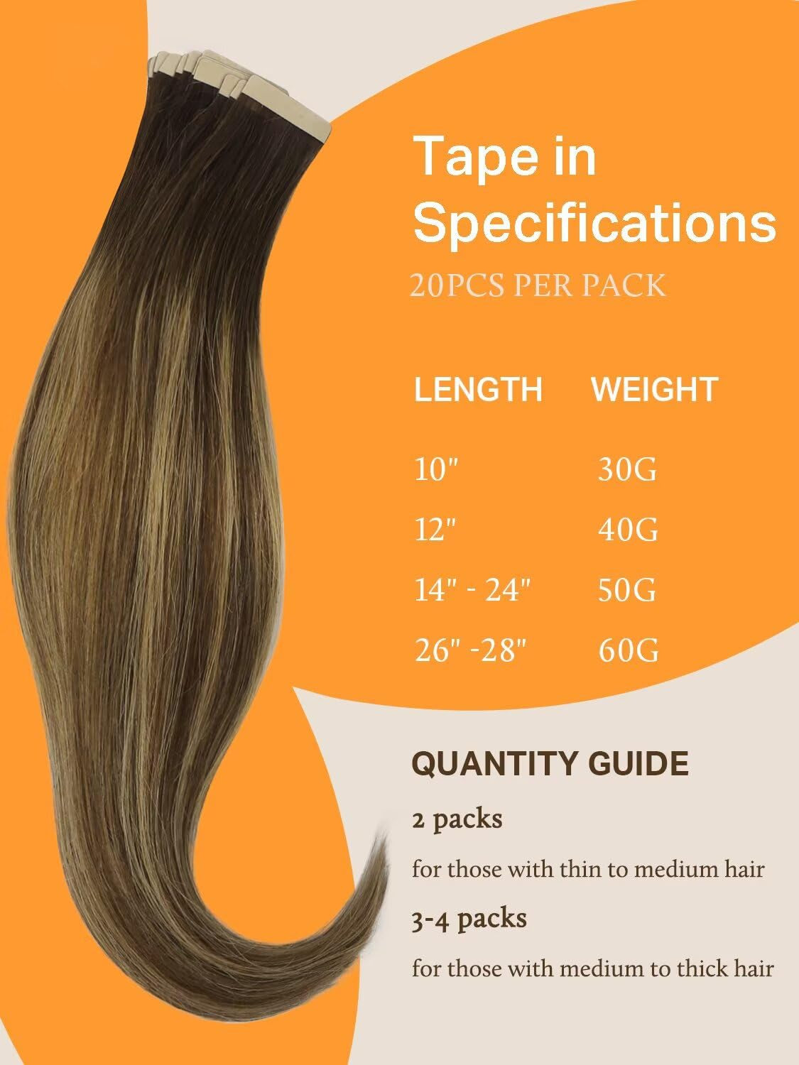 Hair Extensions Tape in Human Hair Balayage Chocolate Brown to Caramel Blonde Real Tape in Hair Extensions Human Hair Straight Remy Hair Extensions 50G 20Pcs 14 Inch