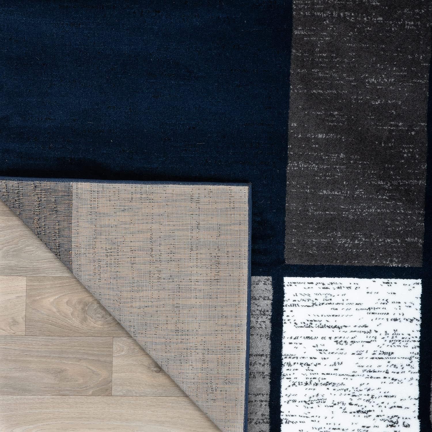 Contemporary Modern Boxes Area Rug 10' X 14' Navy