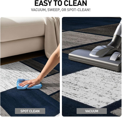 Contemporary Modern Boxes Area Rug 10' X 14' Navy