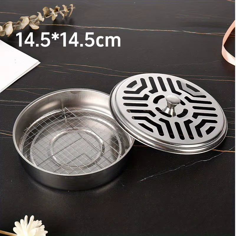 BuzzGuard™ Stainless Steel Mosquito Coil Holder – Covered Coil Burner Tray for Safe, Clean & Stylish Protection